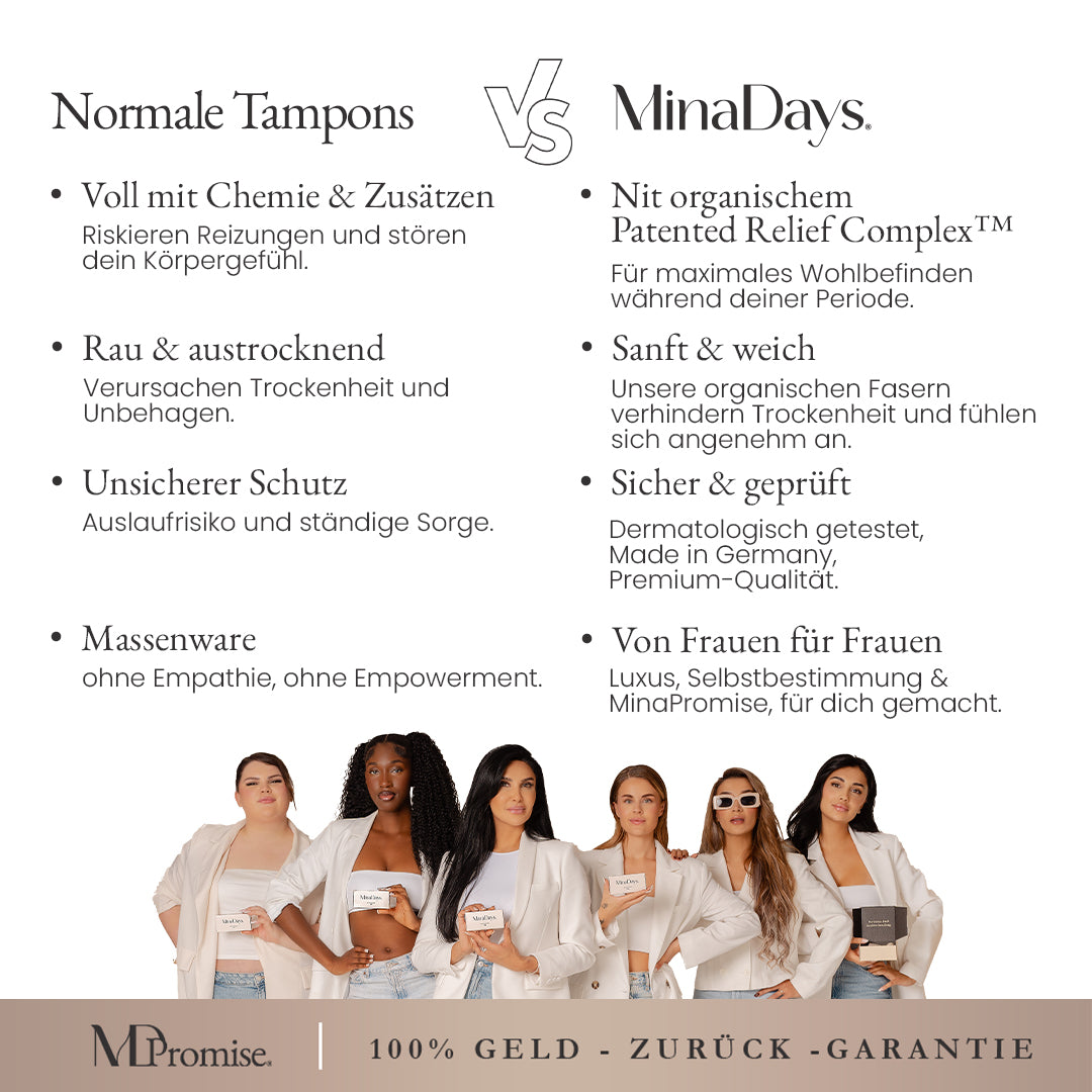 MinaDays® Tampons – Veredelt mit Hanfextrakt & Kamillenöl